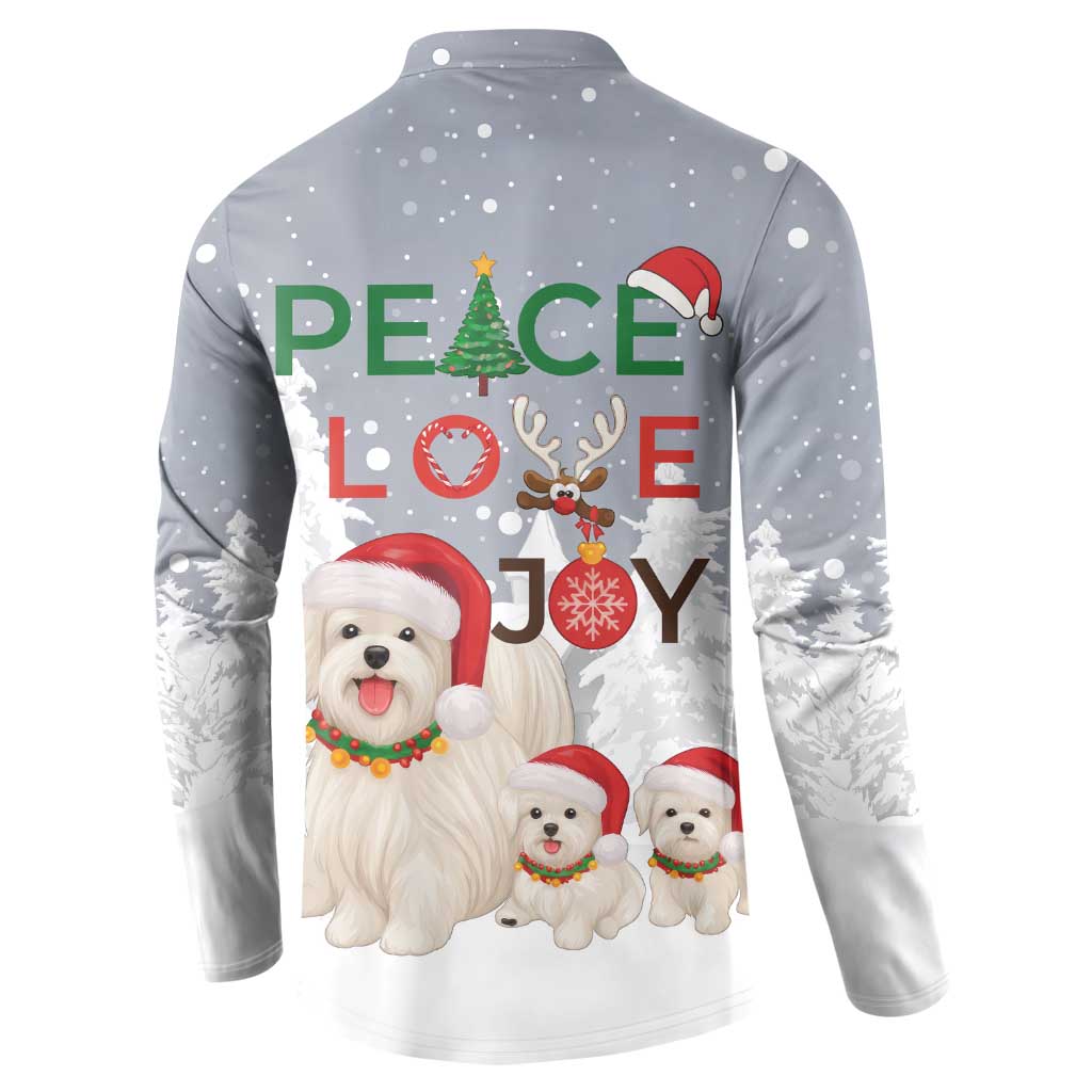 Maltese Peace Love Joy Christmas Button Sweatshirt Xmas Holiday Patterns - Wonder Print Shop