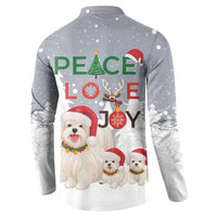 Maltese Peace Love Joy Christmas Button Sweatshirt Xmas Holiday Patterns - Wonder Print Shop
