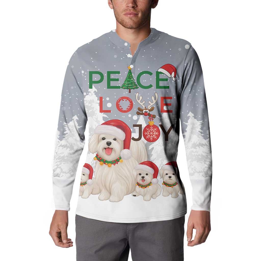 Maltese Peace Love Joy Christmas Button Sweatshirt Xmas Holiday Patterns - Wonder Print Shop