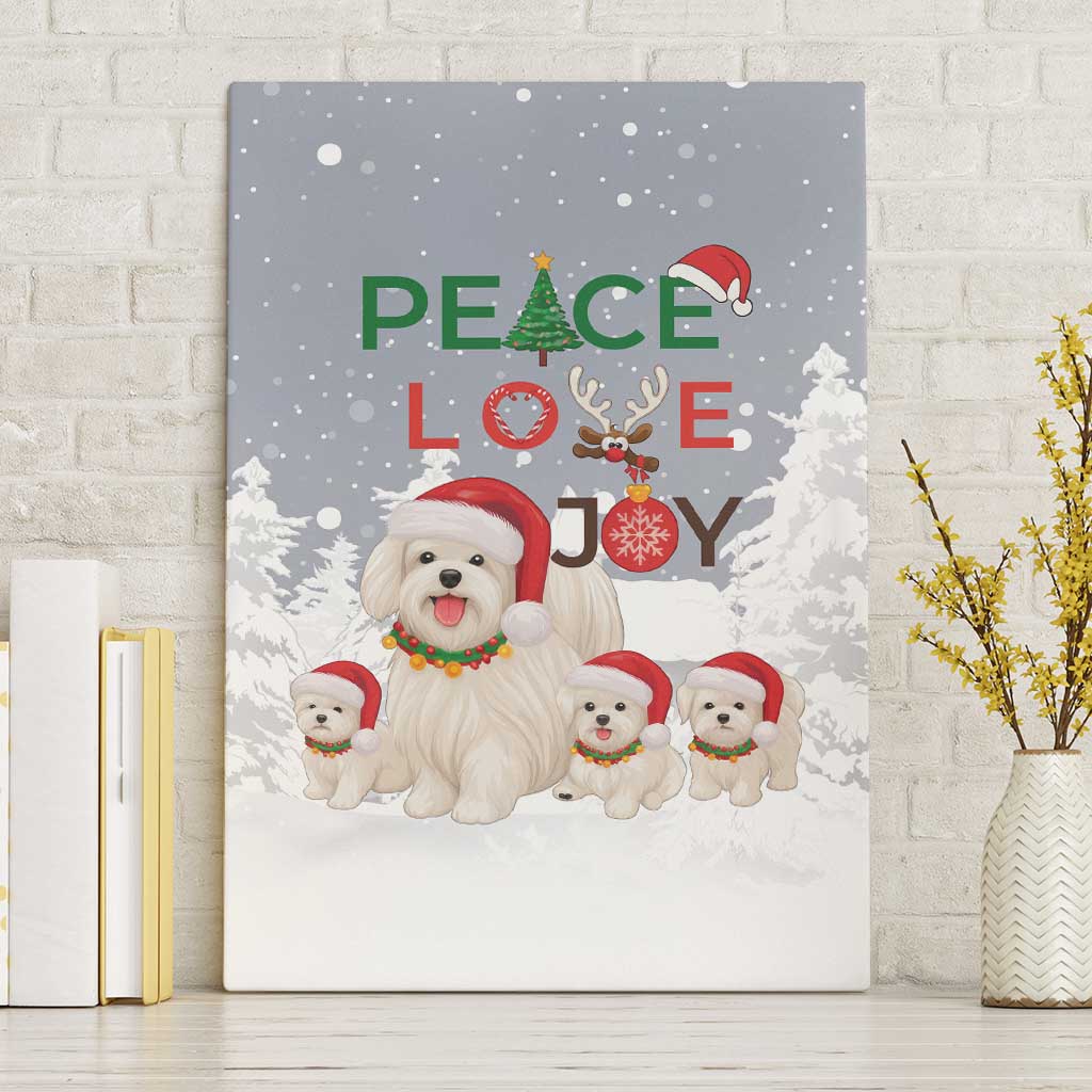 Maltese Peace Love Joy Christmas Canvas Wall Art Xmas Holiday Patterns - Wonder Print Shop