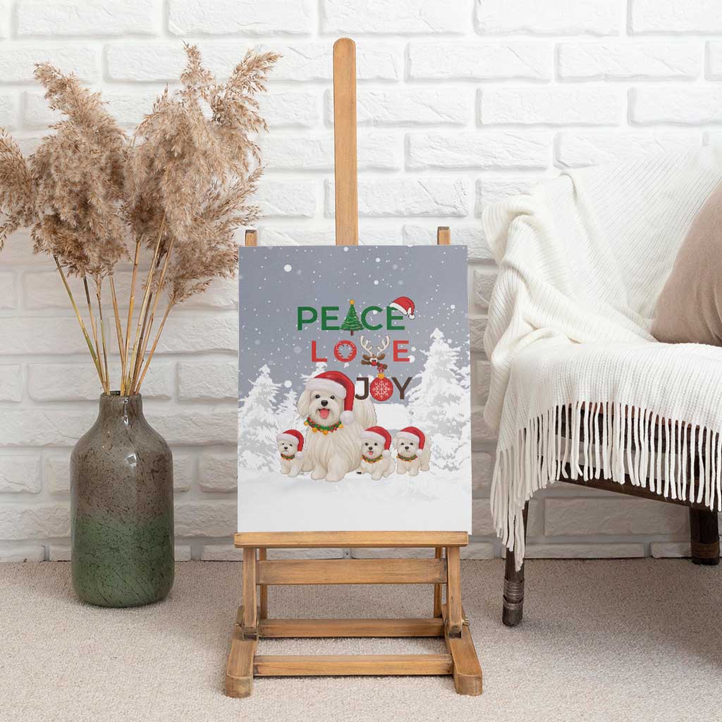 Maltese Peace Love Joy Christmas Canvas Wall Art Xmas Holiday Patterns - Wonder Print Shop