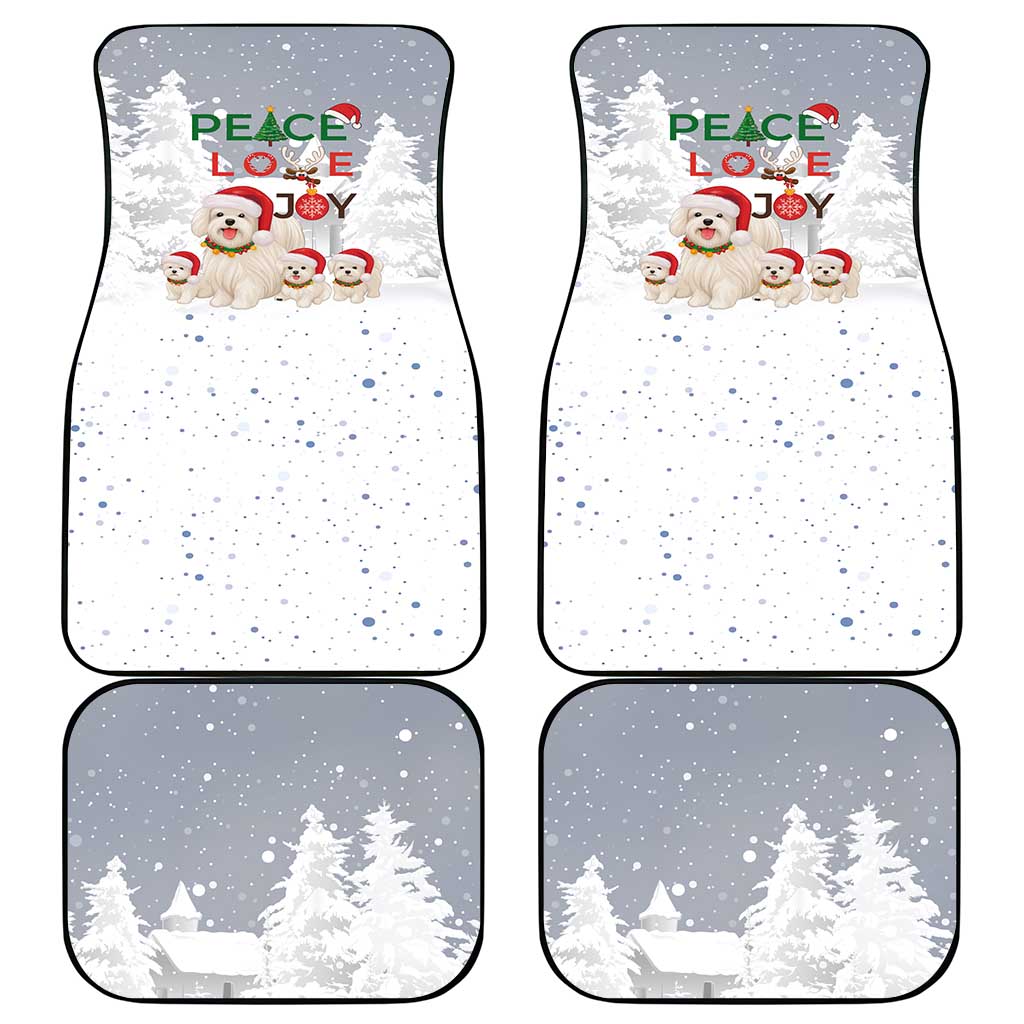 Maltese Peace Love Joy Christmas Car Mats Xmas Holiday Patterns - Wonder Print Shop