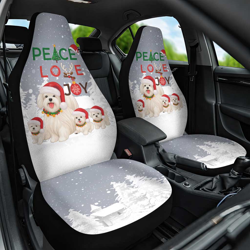 Maltese Peace Love Joy Christmas Car Seat Cover Xmas Holiday Patterns - Wonder Print Shop