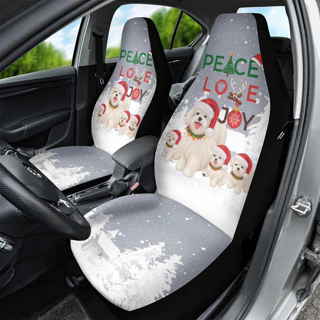 Maltese Peace Love Joy Christmas Car Seat Cover Xmas Holiday Patterns - Wonder Print Shop