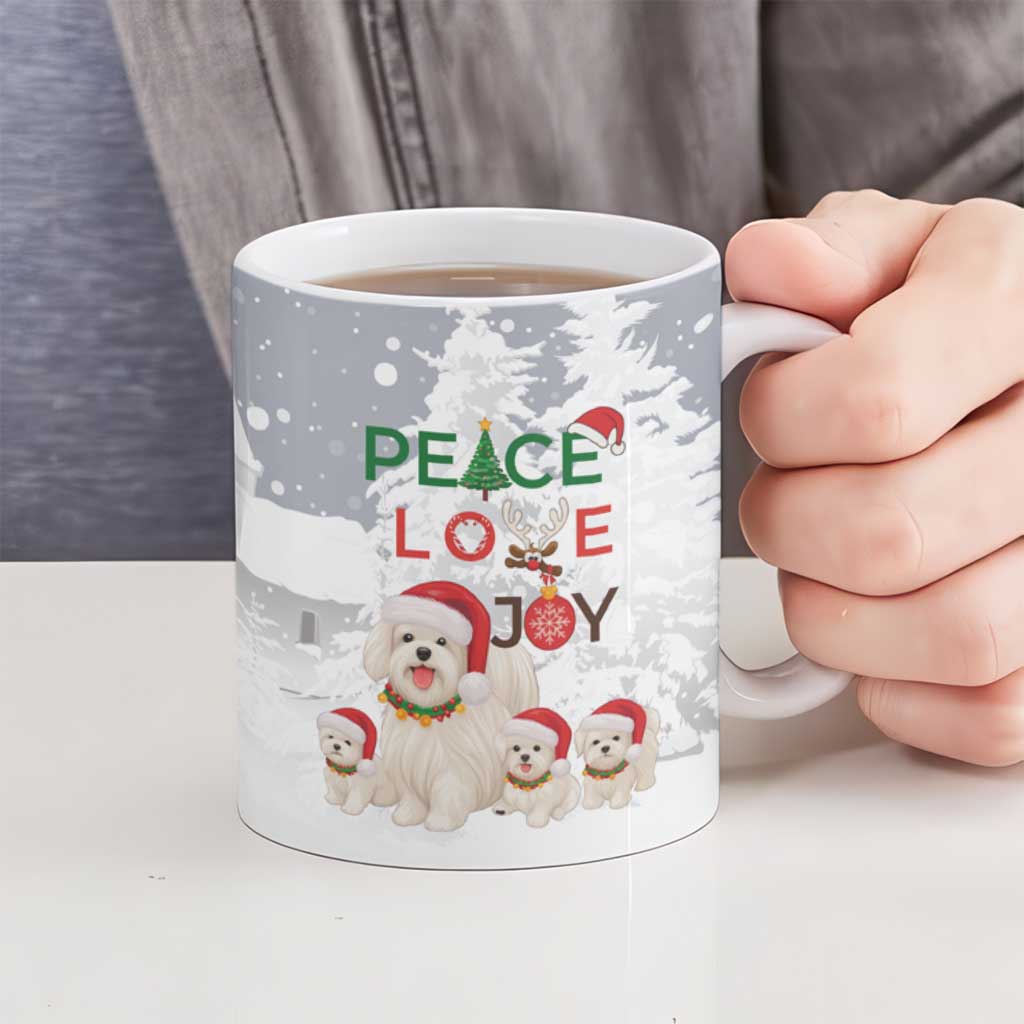 Maltese Peace Love Joy Christmas Ceramic Mug Xmas Holiday Patterns - Wonder Print Shop