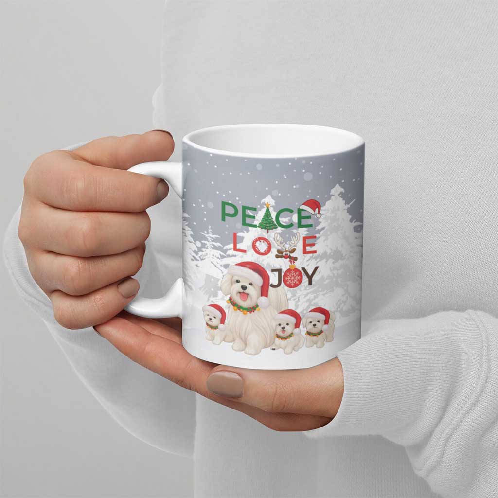 Maltese Peace Love Joy Christmas Ceramic Mug Xmas Holiday Patterns - Wonder Print Shop