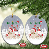 Maltese Peace Love Joy Christmas Ceramic Ornament Xmas Holiday Patterns - Wonder Print Shop