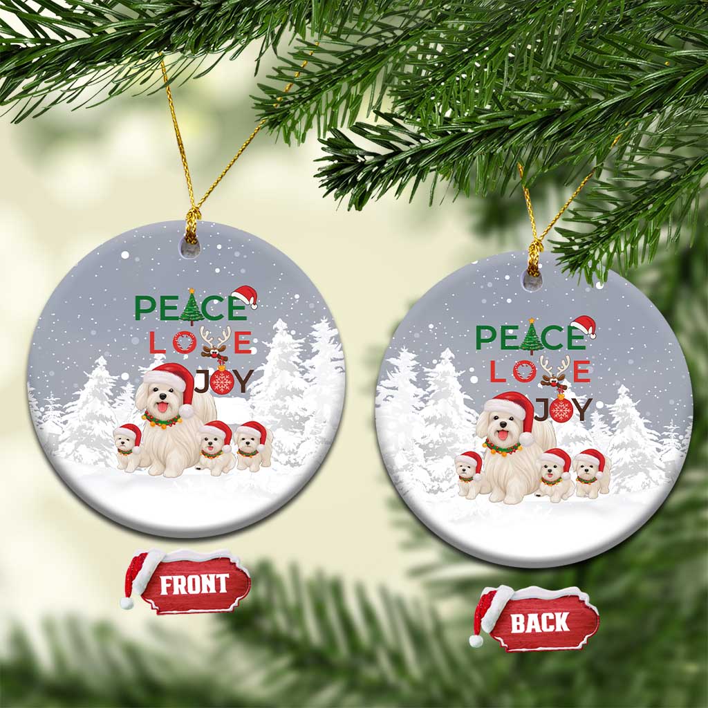 Maltese Peace Love Joy Christmas Ceramic Ornament Xmas Holiday Patterns - Wonder Print Shop