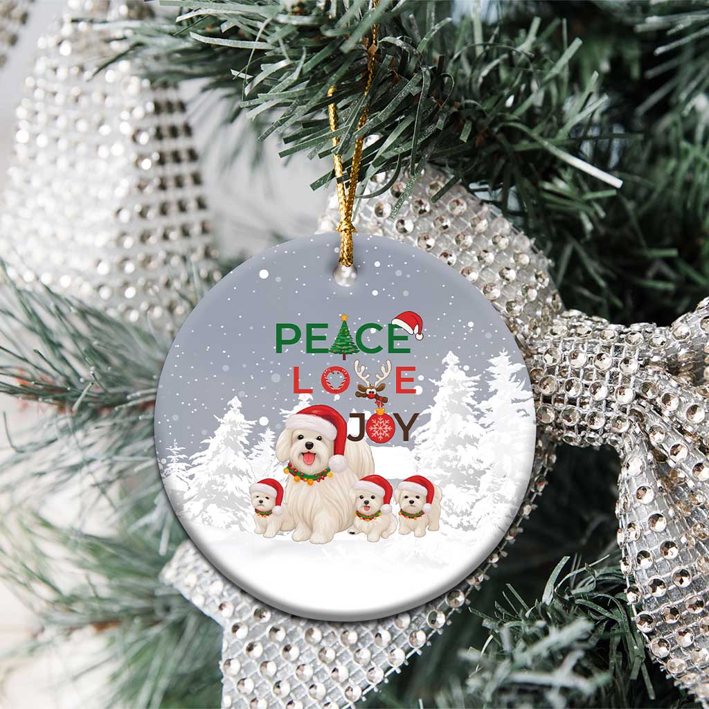 Maltese Peace Love Joy Christmas Ceramic Ornament Xmas Holiday Patterns - Wonder Print Shop