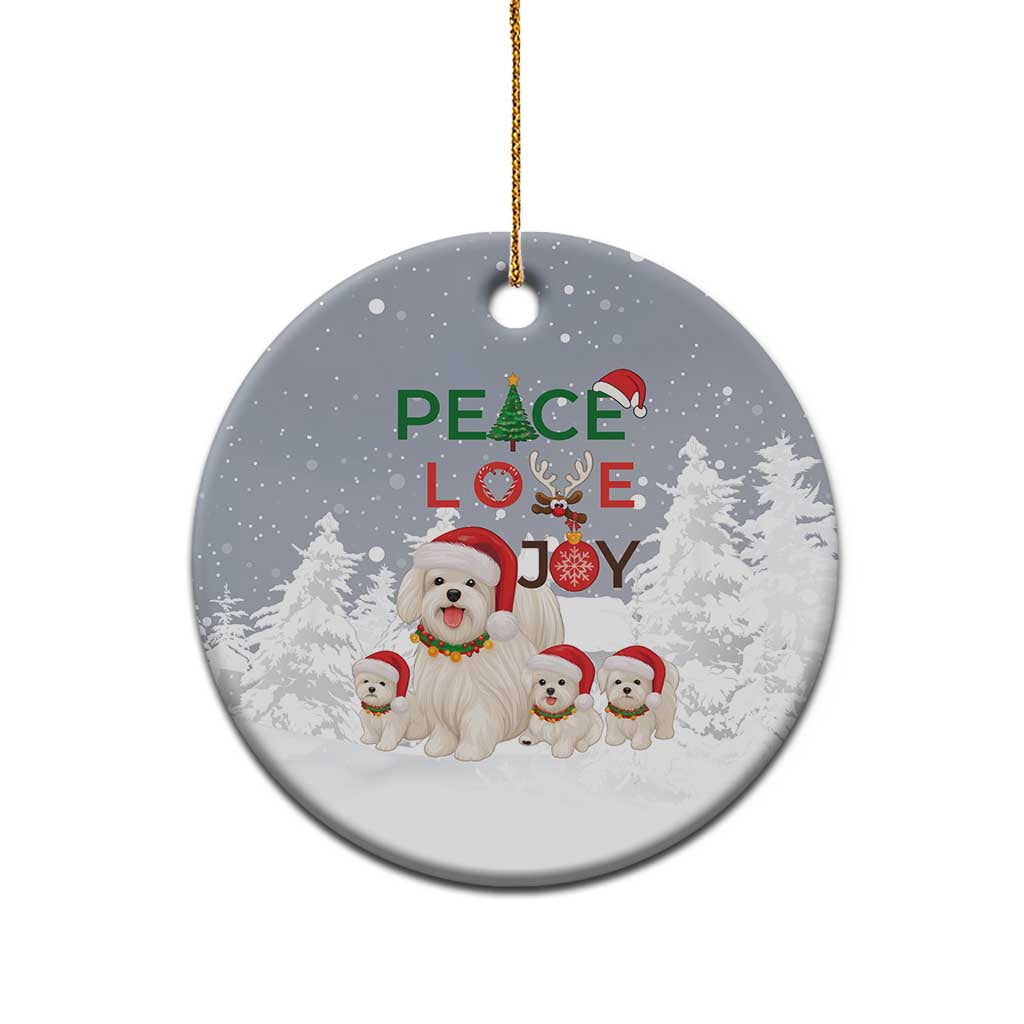 Maltese Peace Love Joy Christmas Ceramic Ornament Xmas Holiday Patterns - Wonder Print Shop