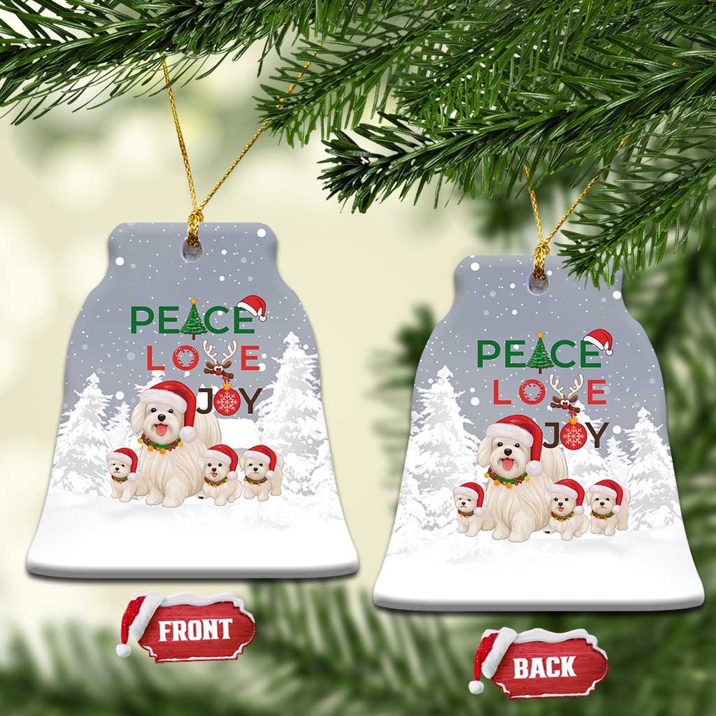Maltese Peace Love Joy Christmas Ceramic Ornament Xmas Holiday Patterns - Wonder Print Shop