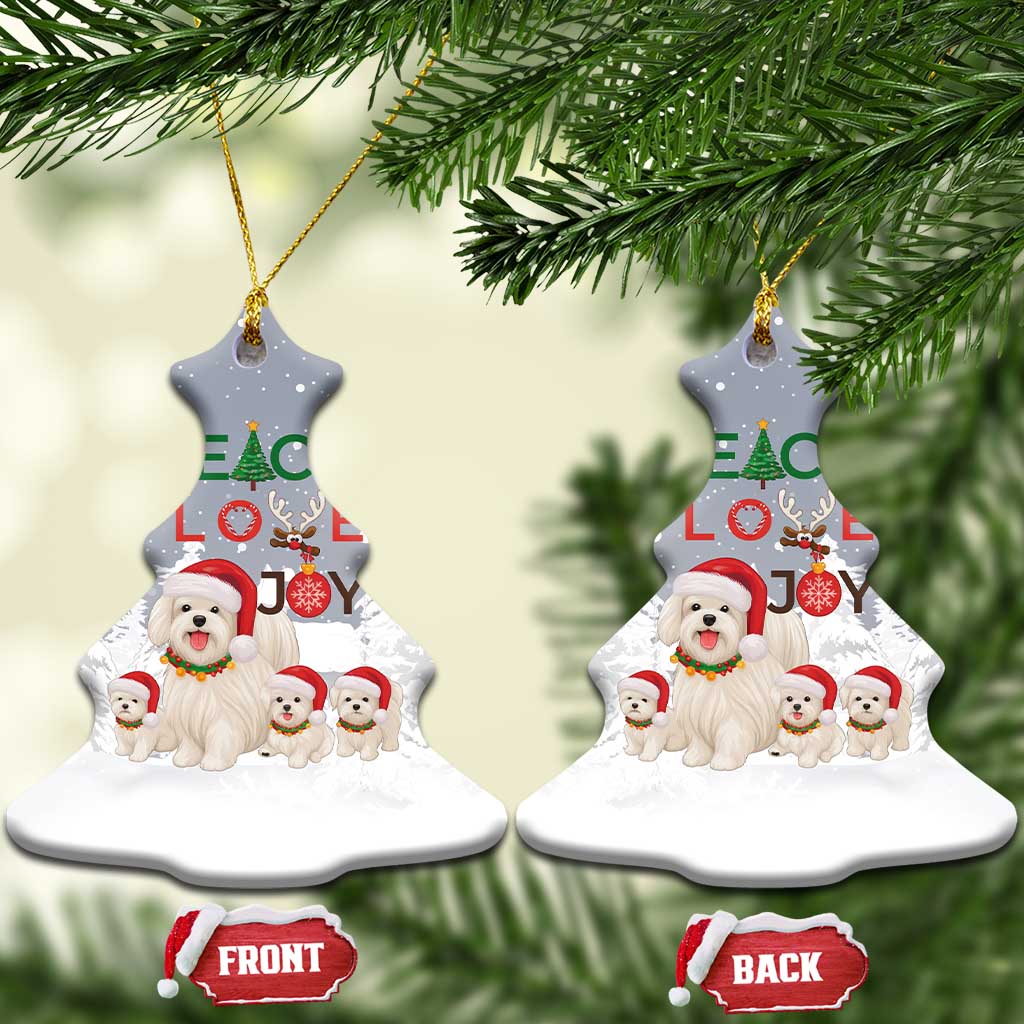 Maltese Peace Love Joy Christmas Ceramic Ornament Xmas Holiday Patterns - Wonder Print Shop