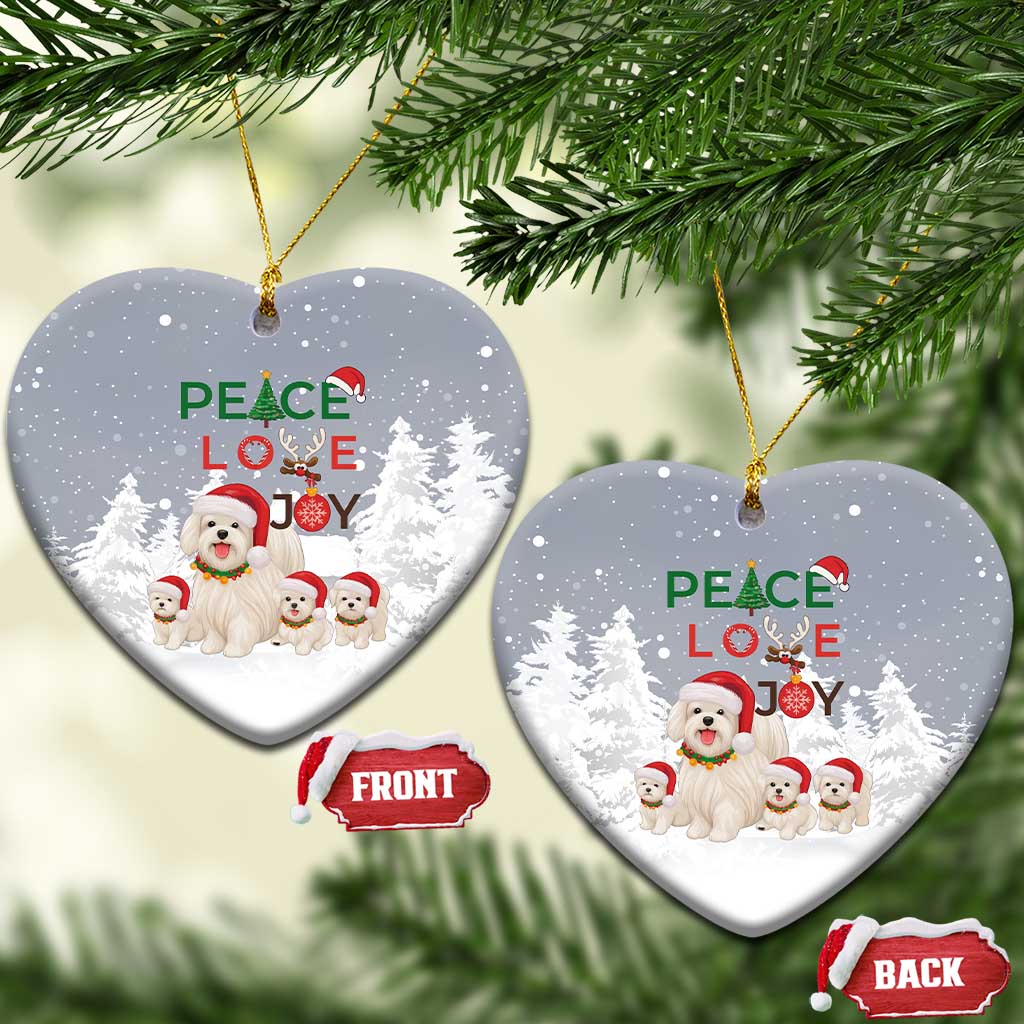 Maltese Peace Love Joy Christmas Ceramic Ornament Xmas Holiday Patterns - Wonder Print Shop