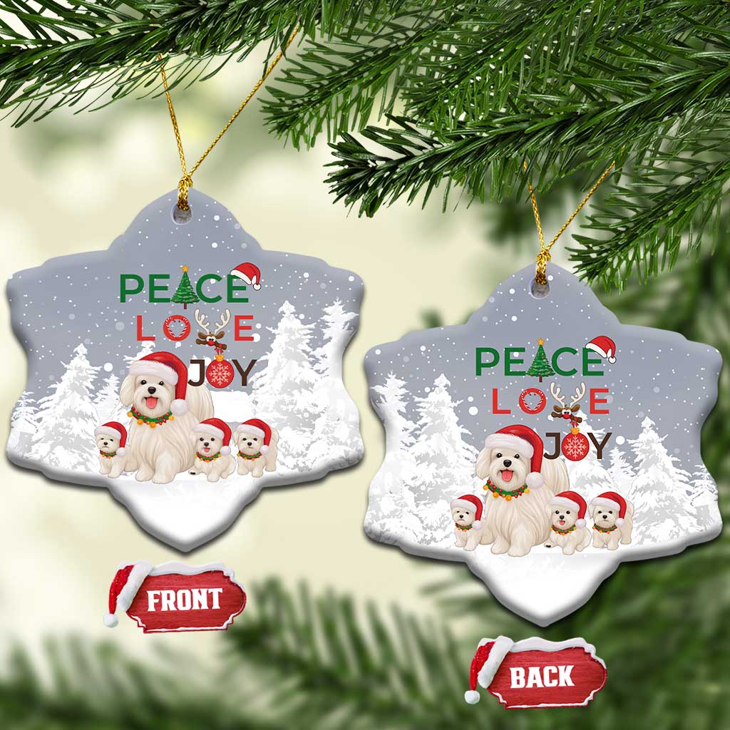 Maltese Peace Love Joy Christmas Ceramic Ornament Xmas Holiday Patterns - Wonder Print Shop