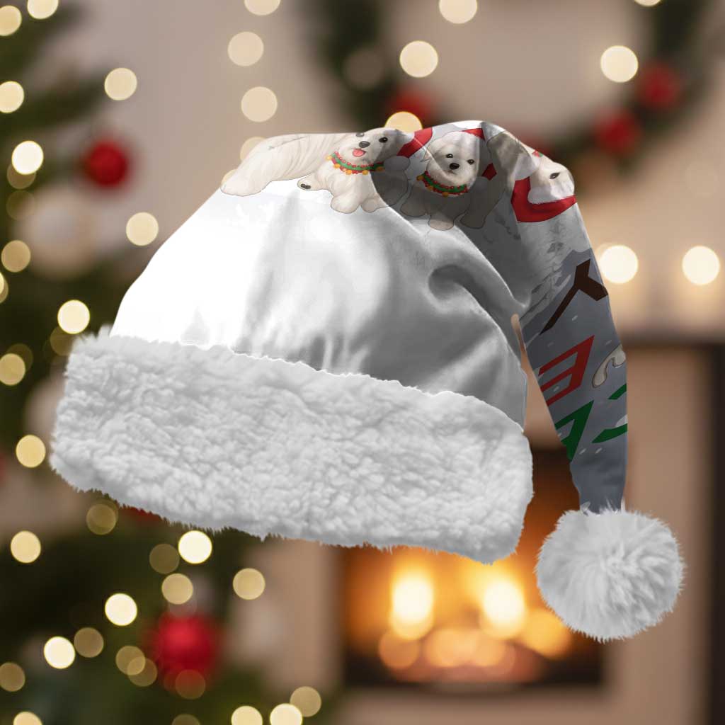 Maltese Peace Love Joy Christmas Santa Hat Xmas Holiday Patterns - Wonder Print Shop