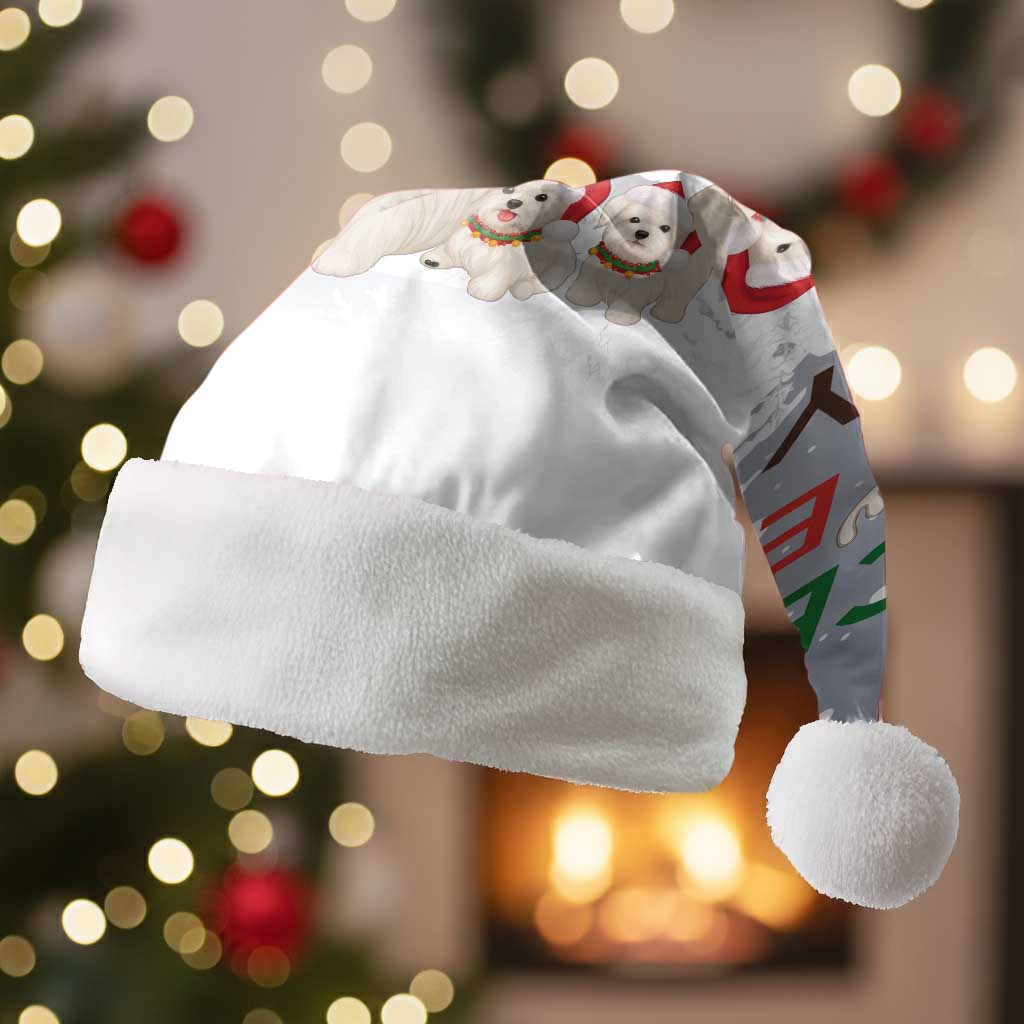Maltese Peace Love Joy Christmas Santa Hat Xmas Holiday Patterns - Wonder Print Shop