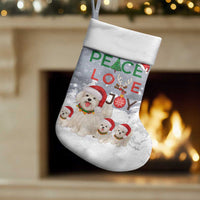 Maltese Peace Love Joy Christmas Stocking Xmas Holiday Patterns - Wonder Print Shop