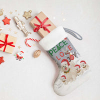 Maltese Peace Love Joy Christmas Stocking Xmas Holiday Patterns - Wonder Print Shop