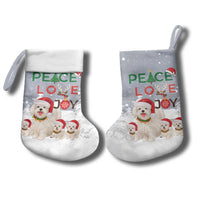 Maltese Peace Love Joy Christmas Stocking Xmas Holiday Patterns - Wonder Print Shop