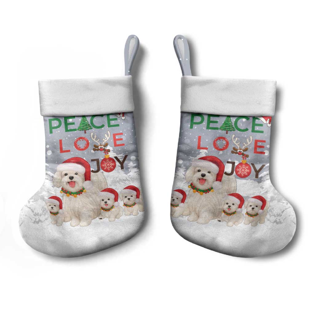 Maltese Peace Love Joy Christmas Stocking Xmas Holiday Patterns - Wonder Print Shop