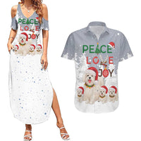 Maltese Peace Love Joy Christmas Couples Matching Summer Maxi Dress and Hawaiian Shirt Xmas Holiday Patterns - Wonder Print Shop