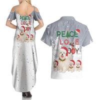 Maltese Peace Love Joy Christmas Couples Matching Summer Maxi Dress and Hawaiian Shirt Xmas Holiday Patterns - Wonder Print Shop