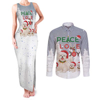 Maltese Peace Love Joy Christmas Couples Matching Tank Maxi Dress and Long Sleeve Button Shirt Xmas Holiday Patterns - Wonder Print Shop