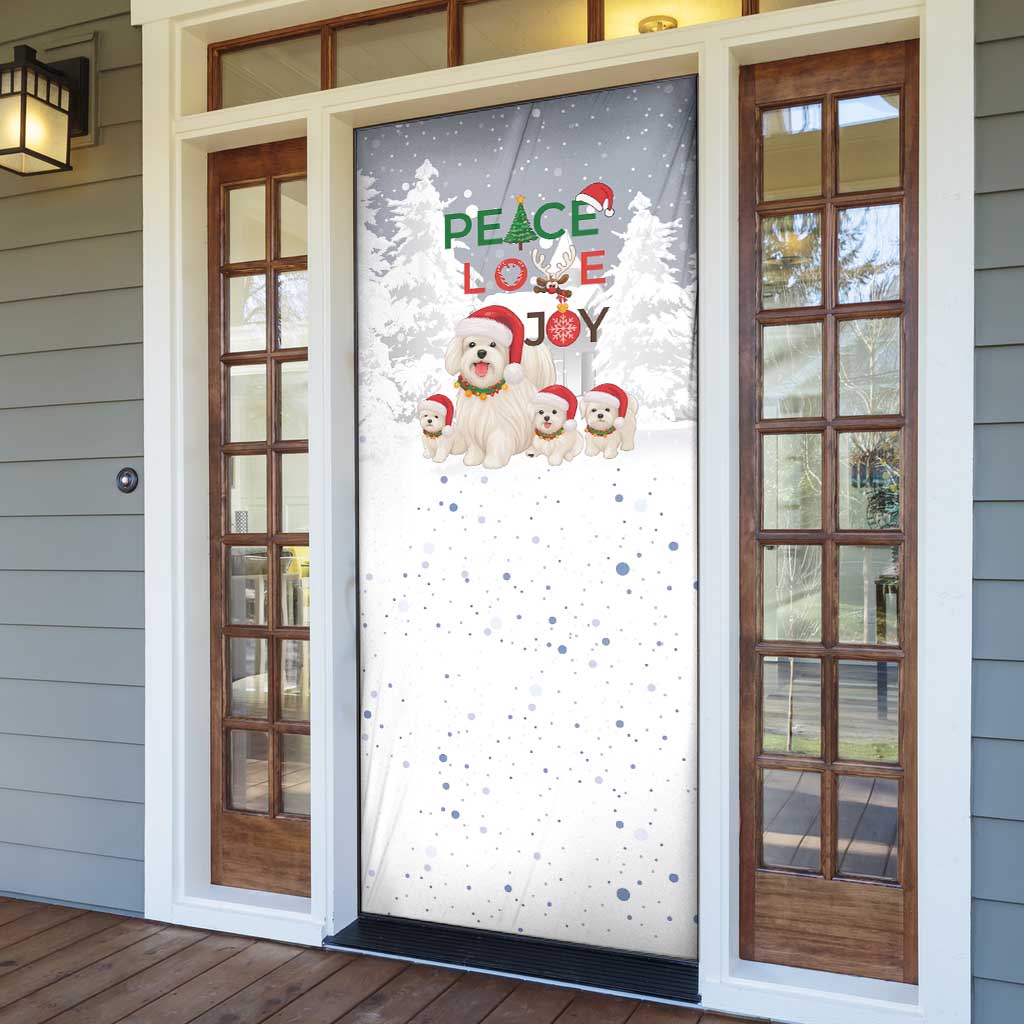 Maltese Peace Love Joy Christmas Door Cover Xmas Holiday Patterns - Wonder Print Shop
