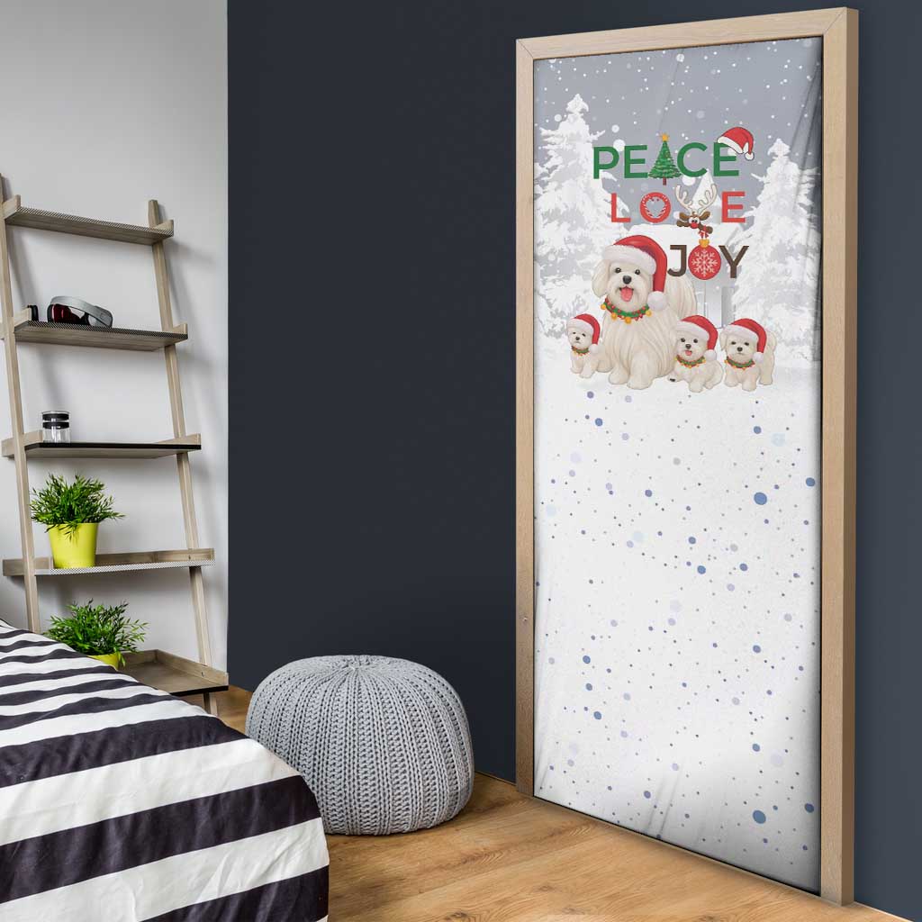 Maltese Peace Love Joy Christmas Door Cover Xmas Holiday Patterns - Wonder Print Shop