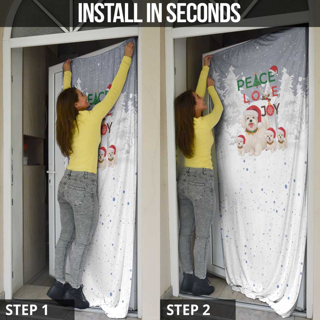 Maltese Peace Love Joy Christmas Door Cover Xmas Holiday Patterns - Wonder Print Shop