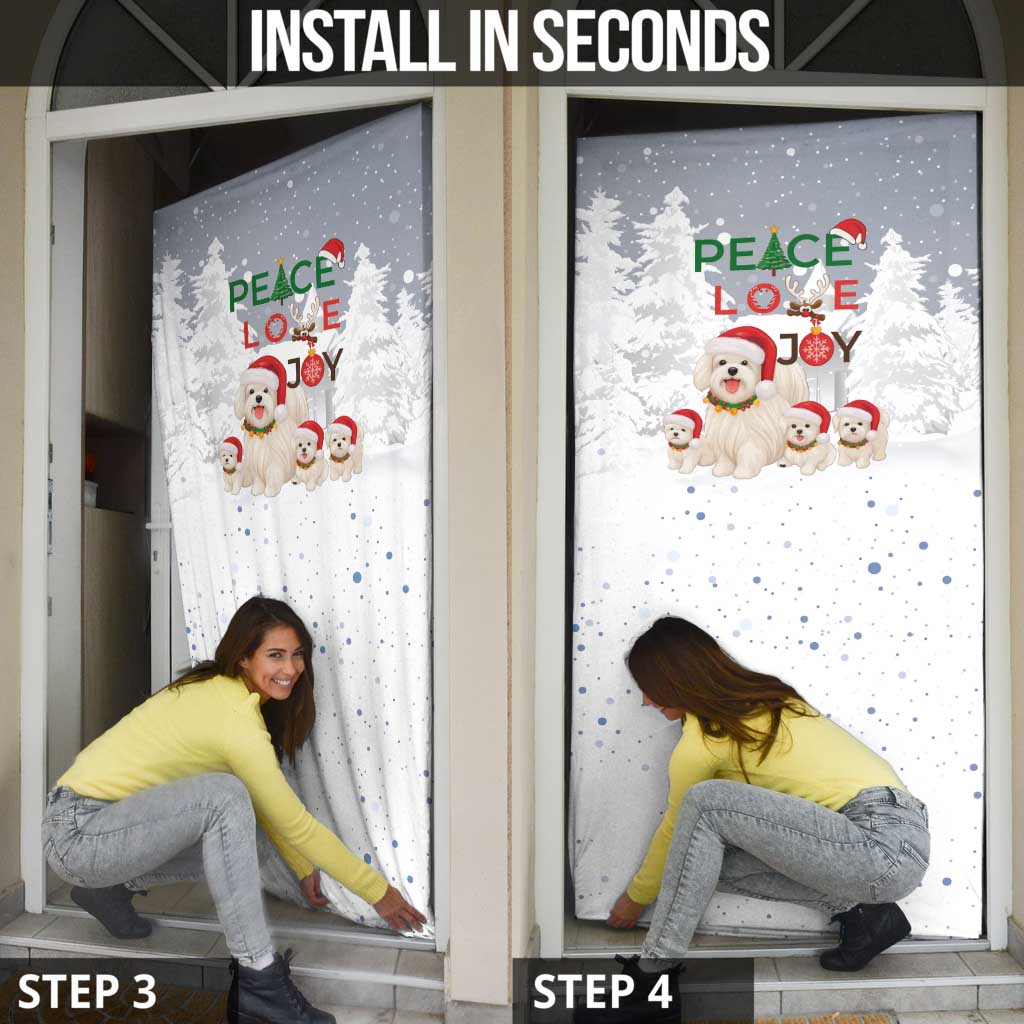 Maltese Peace Love Joy Christmas Door Cover Xmas Holiday Patterns - Wonder Print Shop
