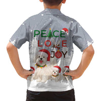 Maltese Peace Love Joy Christmas Family Matching Long Sleeve Bodycon Dress and Hawaiian Shirt Xmas Holiday Patterns - Wonder Print Shop