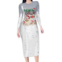 Maltese Peace Love Joy Christmas Family Matching Long Sleeve Bodycon Dress and Hawaiian Shirt Xmas Holiday Patterns - Wonder Print Shop