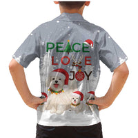 Maltese Peace Love Joy Christmas Family Matching Mermaid Dress and Hawaiian Shirt Xmas Holiday Patterns - Wonder Print Shop