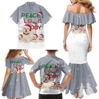 Maltese Peace Love Joy Christmas Family Matching Mermaid Dress and Hawaiian Shirt Xmas Holiday Patterns - Wonder Print Shop