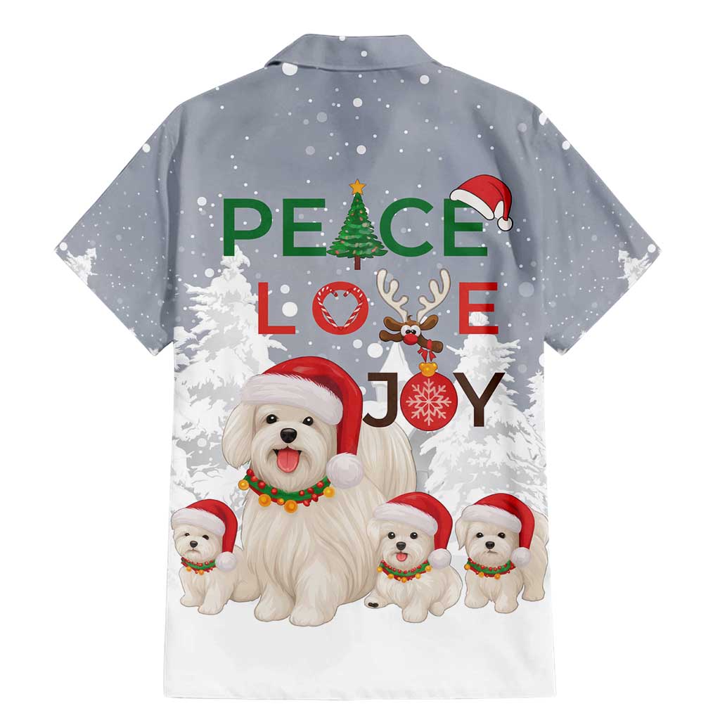 Maltese Peace Love Joy Christmas Family Matching Mermaid Dress and Hawaiian Shirt Xmas Holiday Patterns - Wonder Print Shop