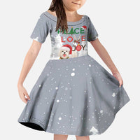 Maltese Peace Love Joy Christmas Family Matching Off The Shoulder Long Sleeve Dress and Hawaiian Shirt Xmas Holiday Patterns - Wonder Print Shop