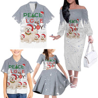 Maltese Peace Love Joy Christmas Family Matching Off The Shoulder Long Sleeve Dress and Hawaiian Shirt Xmas Holiday Patterns - Wonder Print Shop