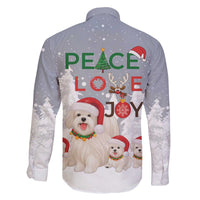 Maltese Peace Love Joy Christmas Family Matching Off The Shoulder Long Sleeve Dress and Hawaiian Shirt Xmas Holiday Patterns - Wonder Print Shop