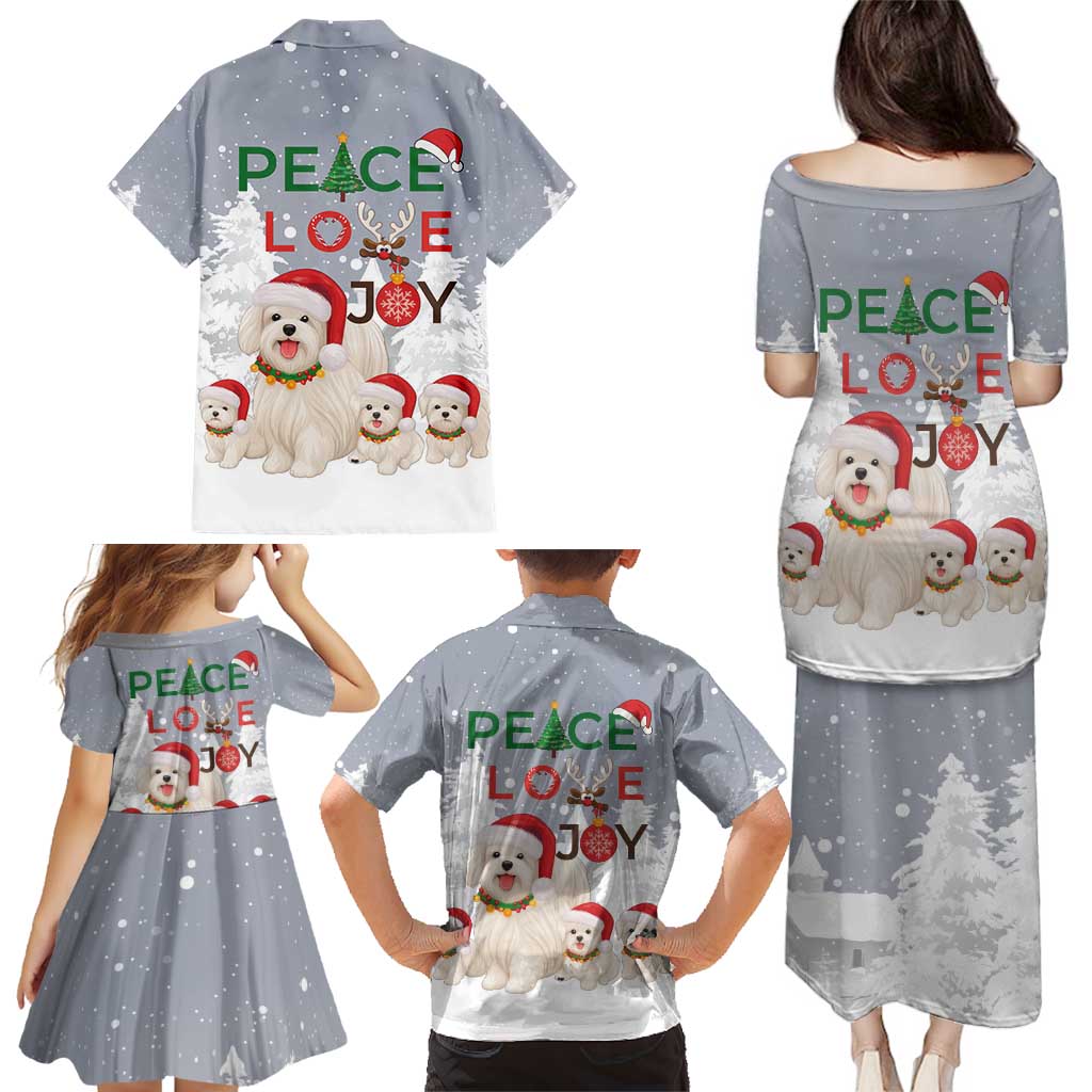 Maltese Peace Love Joy Christmas Family Matching Puletasi and Hawaiian Shirt Xmas Holiday Patterns - Wonder Print Shop