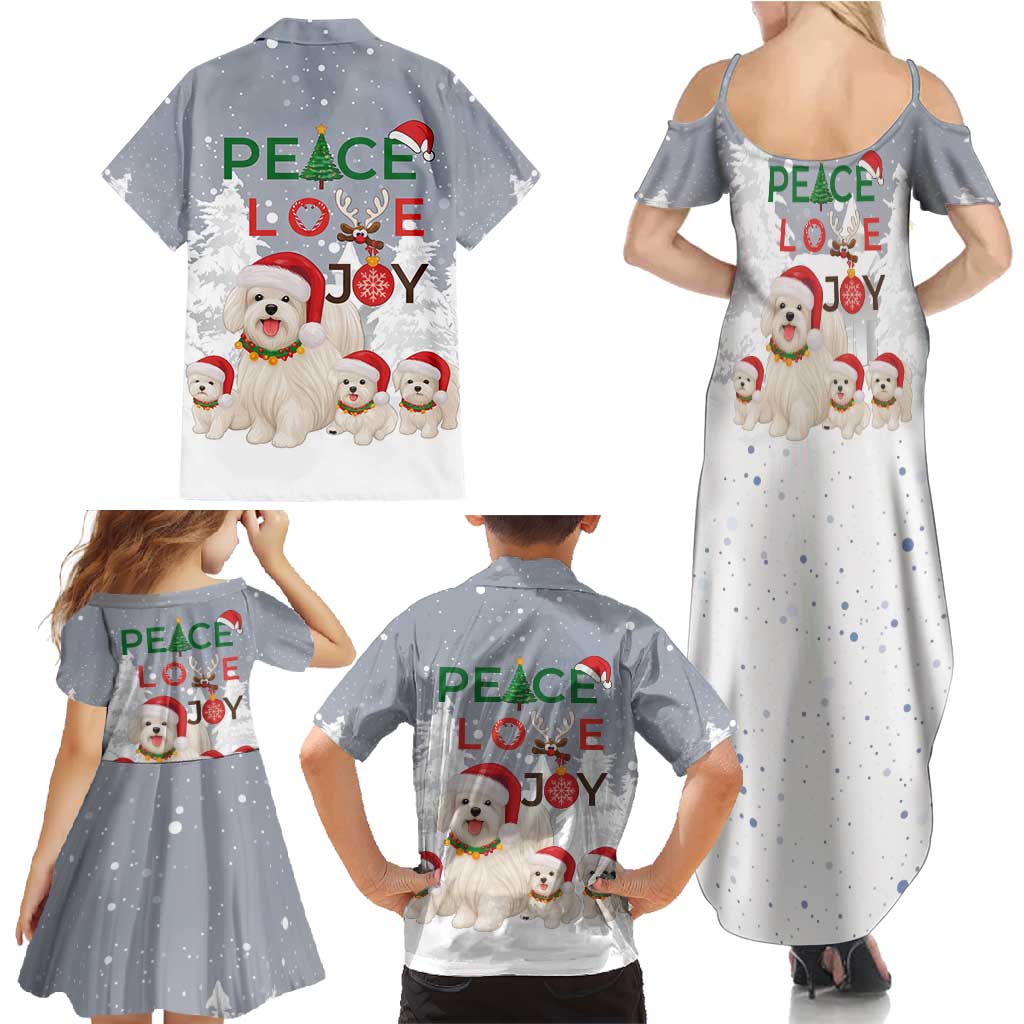 Maltese Peace Love Joy Christmas Family Matching Summer Maxi Dress and Hawaiian Shirt Xmas Holiday Patterns - Wonder Print Shop