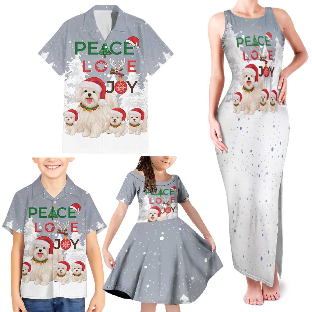 Maltese Peace Love Joy Christmas Family Matching Tank Maxi Dress and Hawaiian Shirt Xmas Holiday Patterns - Wonder Print Shop