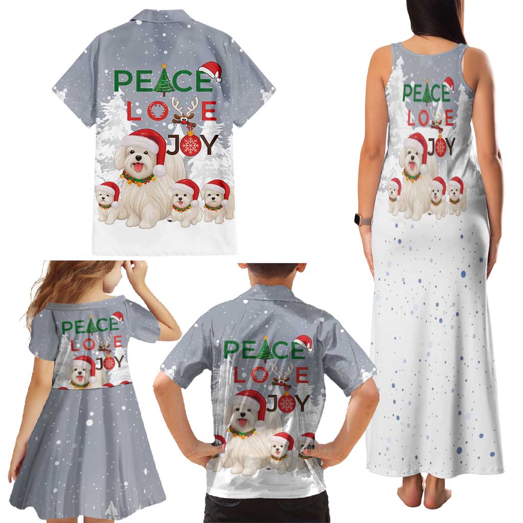 Maltese Peace Love Joy Christmas Family Matching Tank Maxi Dress and Hawaiian Shirt Xmas Holiday Patterns - Wonder Print Shop