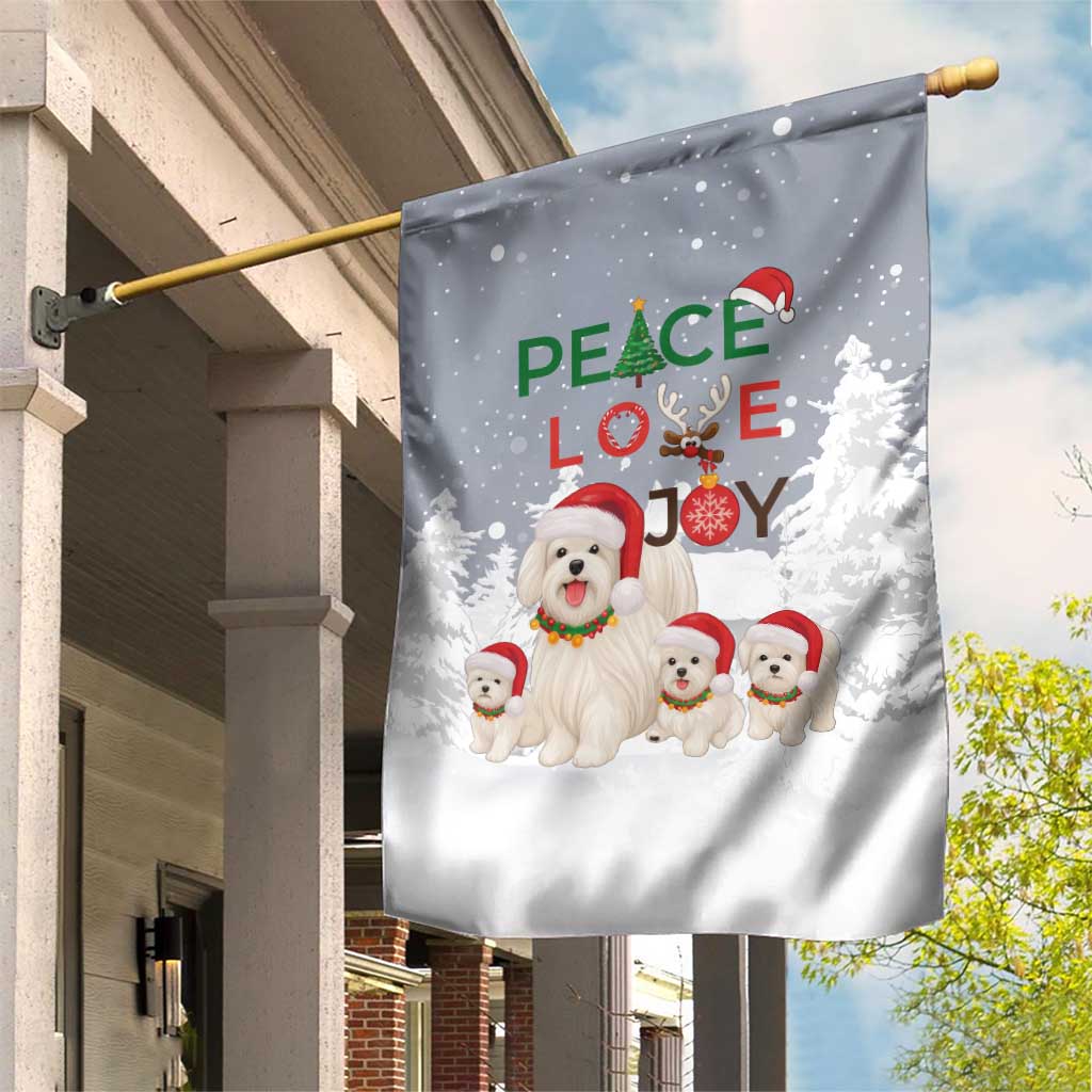 Maltese Peace Love Joy Christmas Garden Flag Xmas Holiday Patterns - Wonder Print Shop