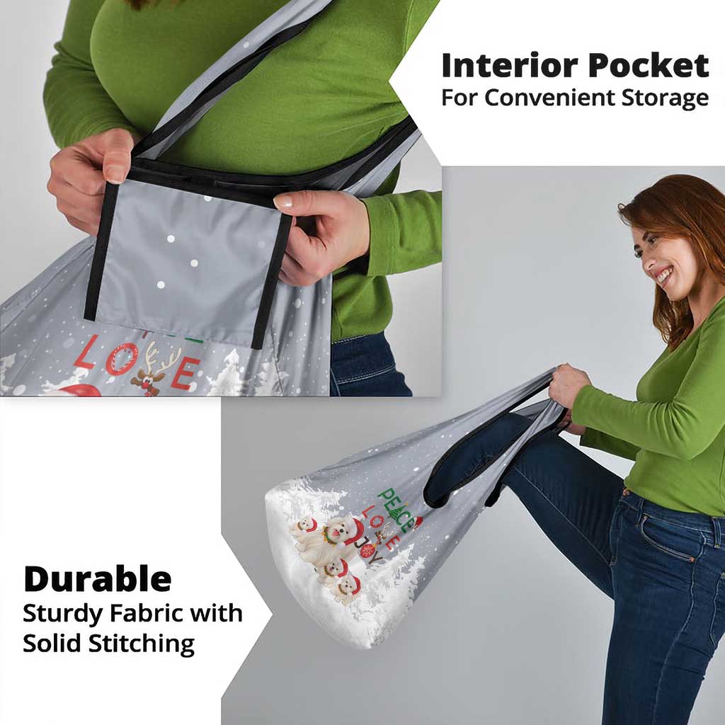 Maltese Peace Love Joy Christmas Grocery Bag Xmas Holiday Patterns - Wonder Print Shop