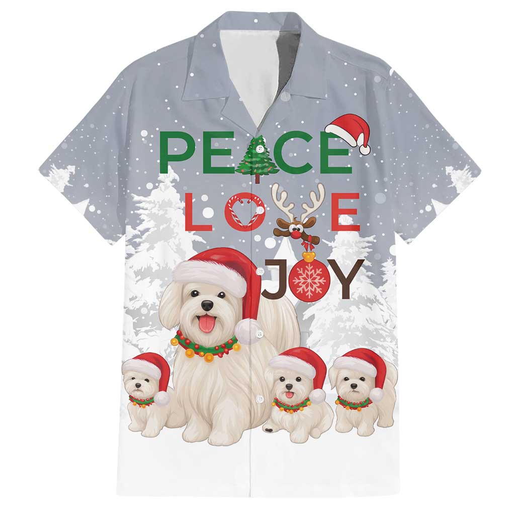 Maltese Peace Love Joy Christmas Hawaiian Shirt Xmas Holiday Patterns - Wonder Print Shop