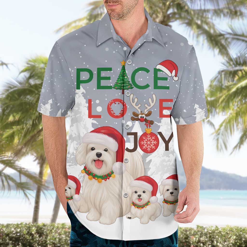 Maltese Peace Love Joy Christmas Hawaiian Shirt Xmas Holiday Patterns - Wonder Print Shop