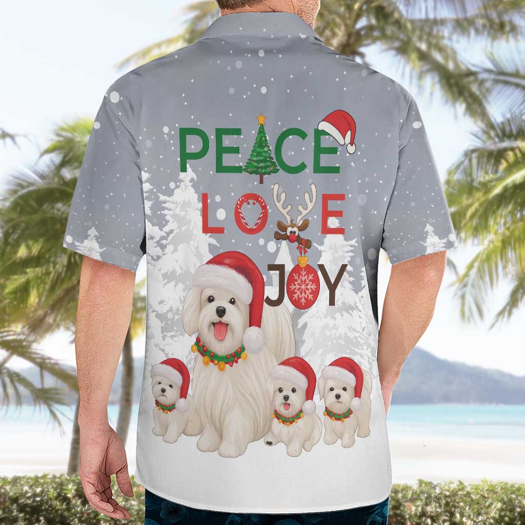 Maltese Peace Love Joy Christmas Hawaiian Shirt Xmas Holiday Patterns - Wonder Print Shop