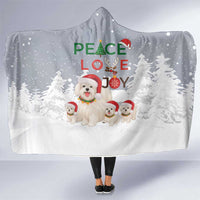 Maltese Peace Love Joy Christmas Hooded Blanket Xmas Holiday Patterns - Wonder Print Shop