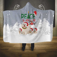 Maltese Peace Love Joy Christmas Hooded Blanket Xmas Holiday Patterns - Wonder Print Shop